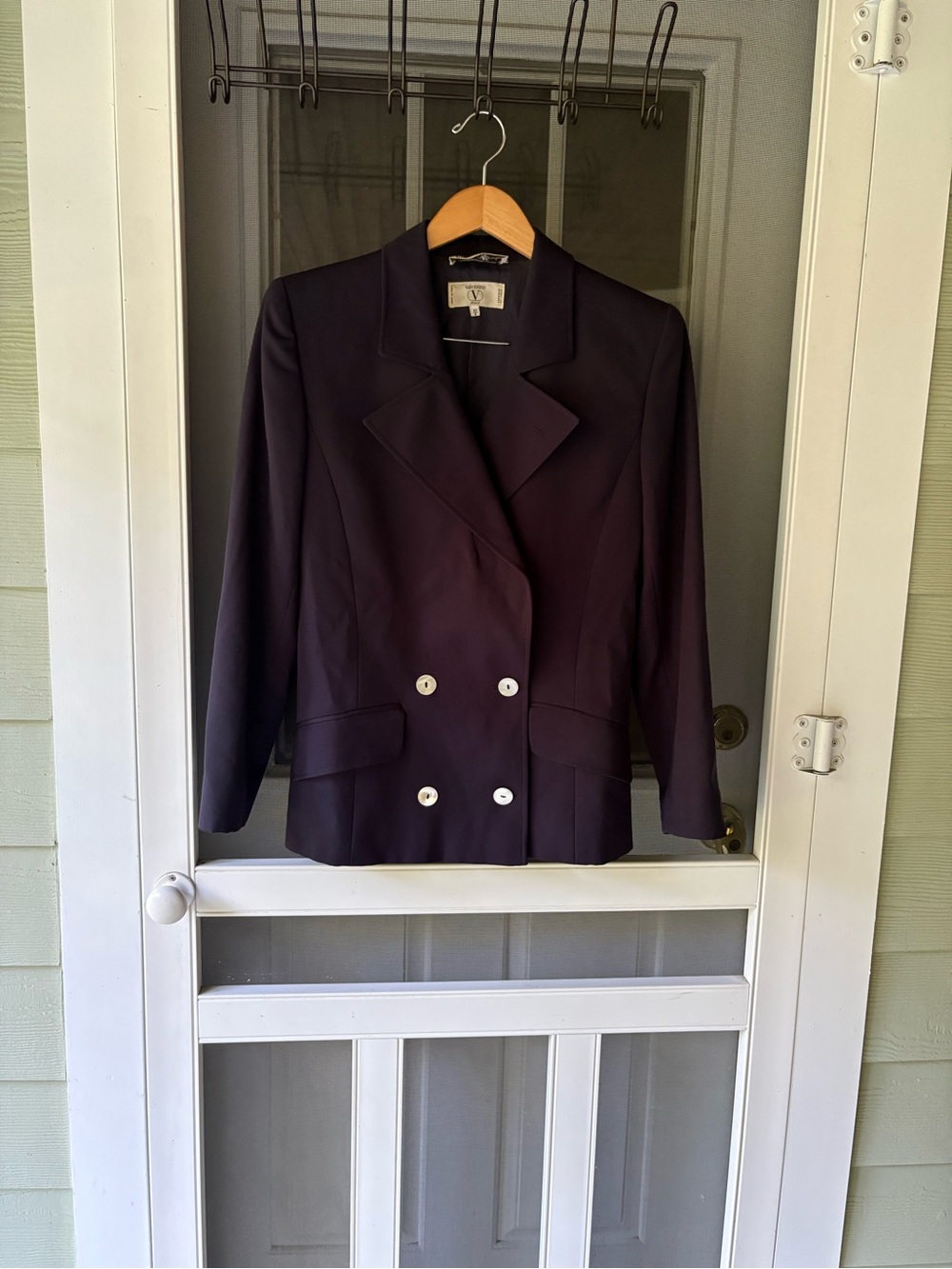 Vintage Valentino Double-Breasted Navy Blazer